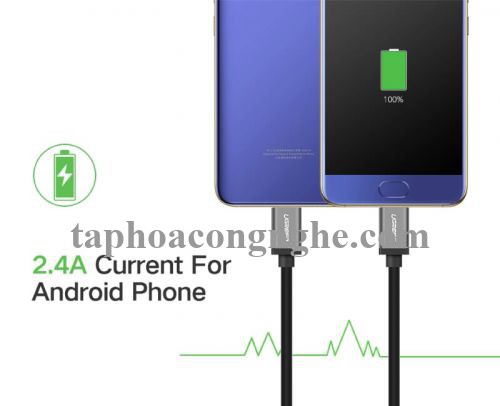 Ugreen 40347 0.5M màu Đen Cáp sạc truyền dữ liệu USB 2.0 sang 2 đầu MICRO USB cao cấp US196 30040347